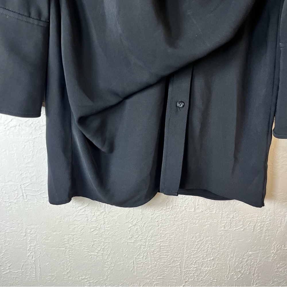 L’Academie Karolina Faux Wrap Shirt Dress – Black | Size L - Picture 7 of 13